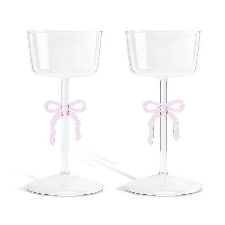 Argos Home glass candle holders with pink ribbon set of 2 (British brand)