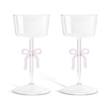 Argos Home glass candle holders with pink ribbon set of 2 (British brand)
