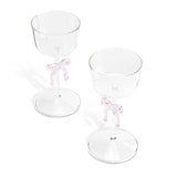 Argos Home glass candle holders with pink ribbon set of 2 (British brand)