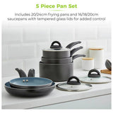 Tower Cerasure 5 piece aluminium pan set, UK version