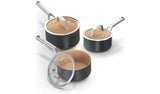 Argos Ninja 3 Piece Extended Life Ceramic Aluminium Saucepan Set- Buy online at McGrocer