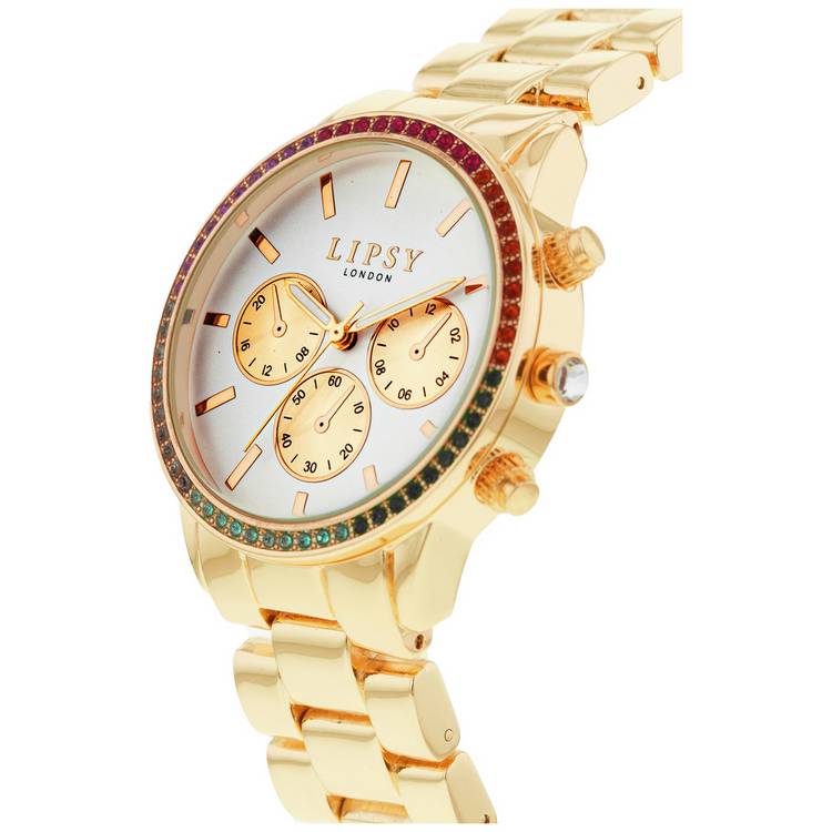 Lipsy gold coloured white dial bracelet watch, imported from the UK