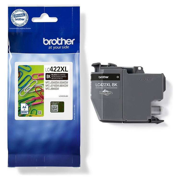 Brother LC422XLBK black ink cartridge XL high-yield, imported from the UK