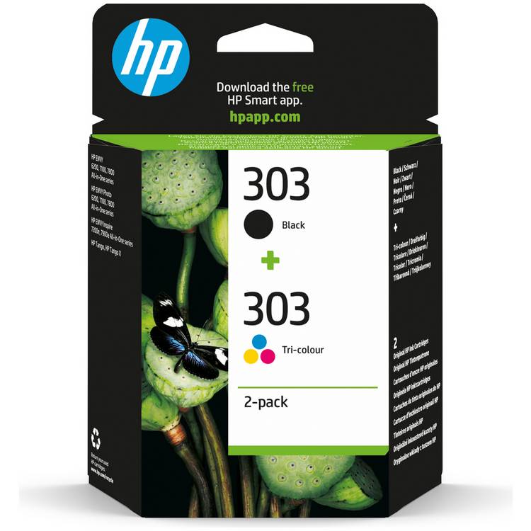 HP 303 original ink cartridge pack of 2 black and colour, UK version