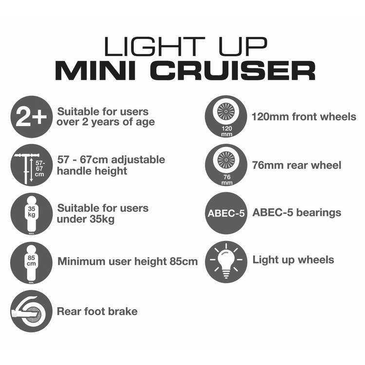 Evo Light up Mini Cruiser Dino scooter toddler 3 wheel (British brand)