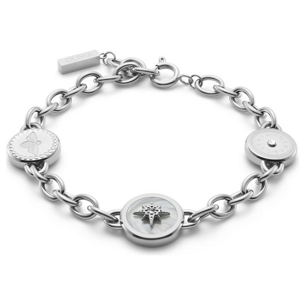 Olivia Burton stainless steel disc charms bracelet - British product