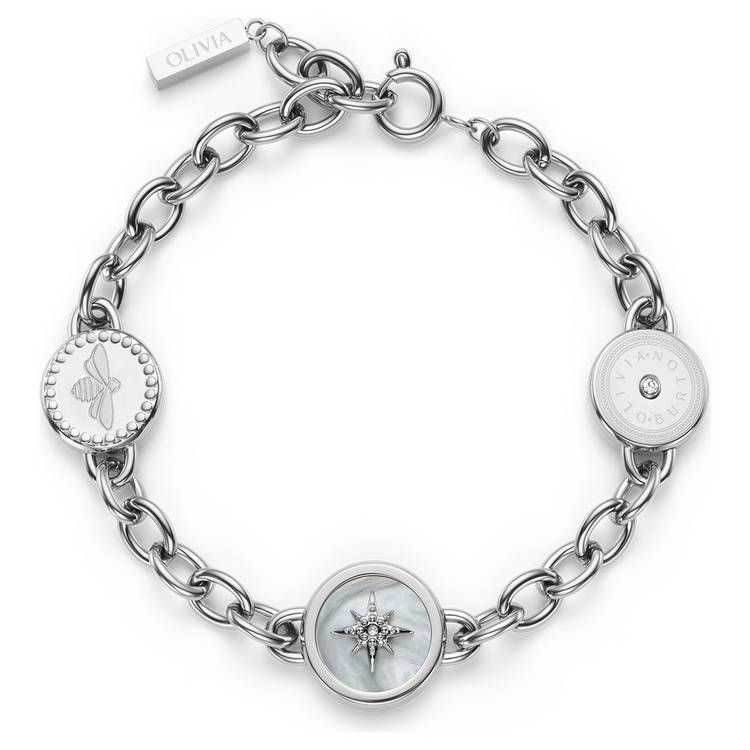 Olivia Burton stainless steel disc charms bracelet - British product