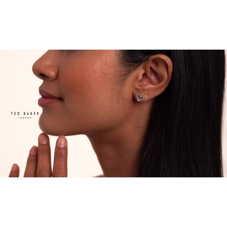 Ted Baker silver-plated crystal halo heart stud earrings, UK version