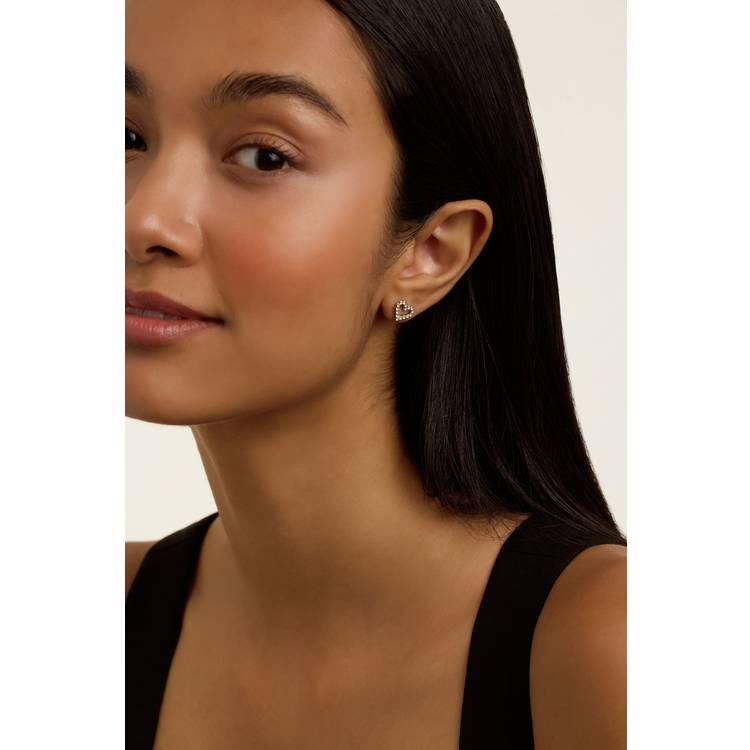 Ted Baker silver-plated crystal halo heart stud earrings, UK version