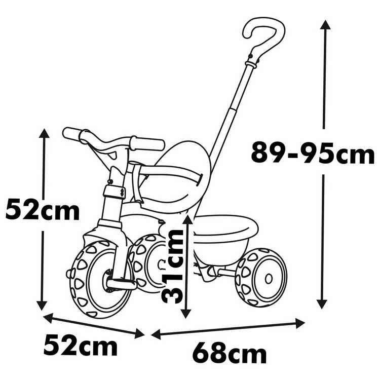 Smoby 2-in-1 Tricycle in Pink, imported from the UK