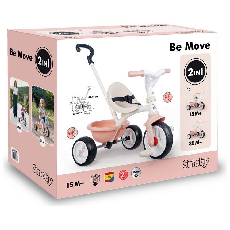 Smoby 2-in-1 Tricycle in Pink, imported from the UK