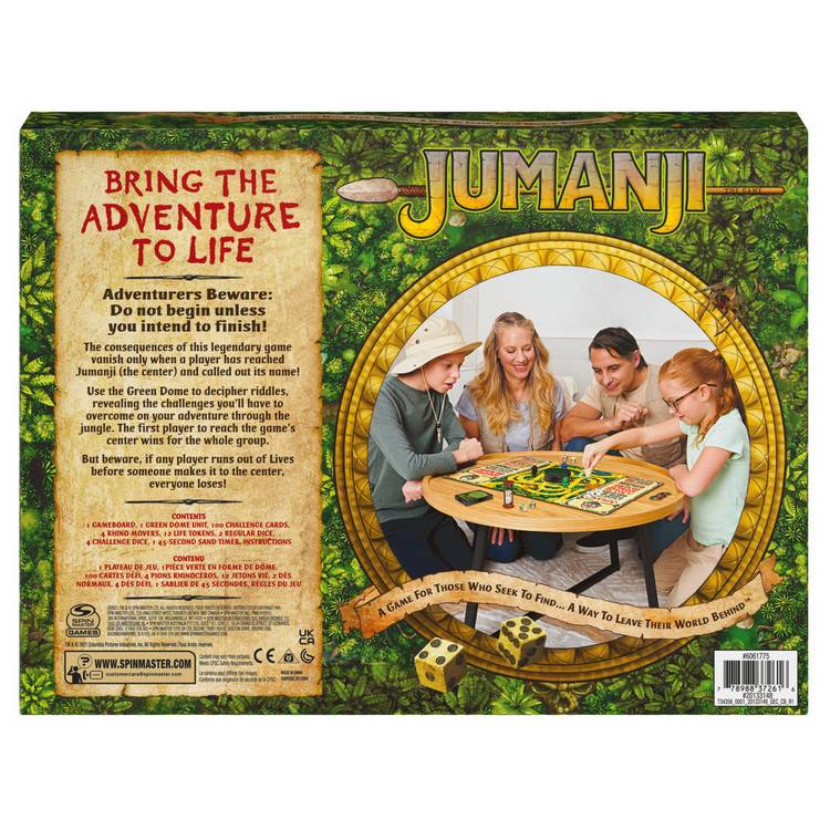 Jumanji board game with Green Dome and Challenge Cards, imported from the UK