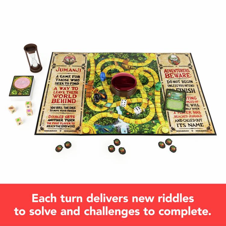 Jumanji board game with Green Dome and Challenge Cards, imported from the UK