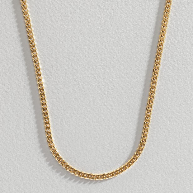 Revere 9ct gold plated curb chain necklace 20 inch, UK version