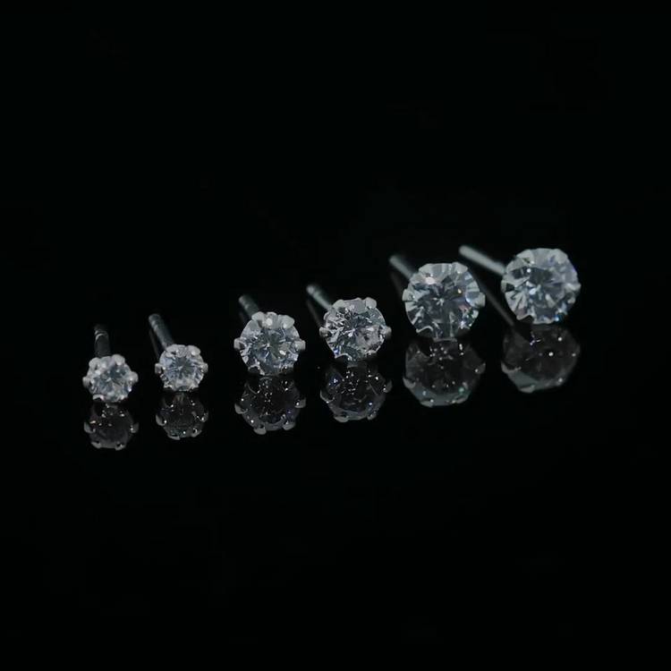 Revere sterling silver CZ stud earrings set - British product