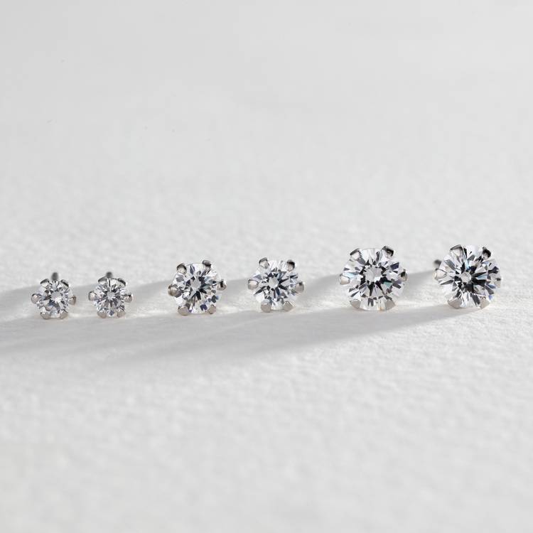 Revere sterling silver CZ stud earrings set - British product