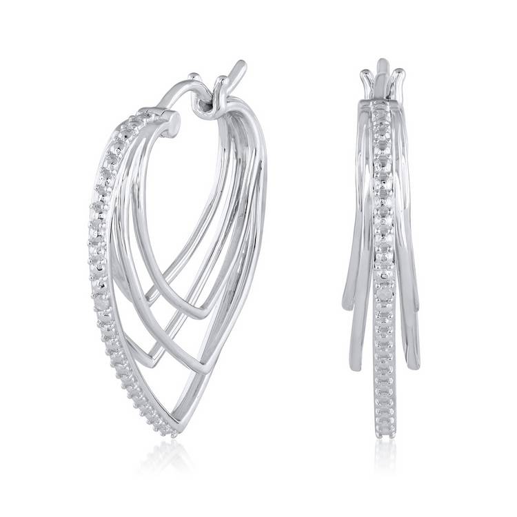 Revere diamond heart hoop earrings sterling silver - British product