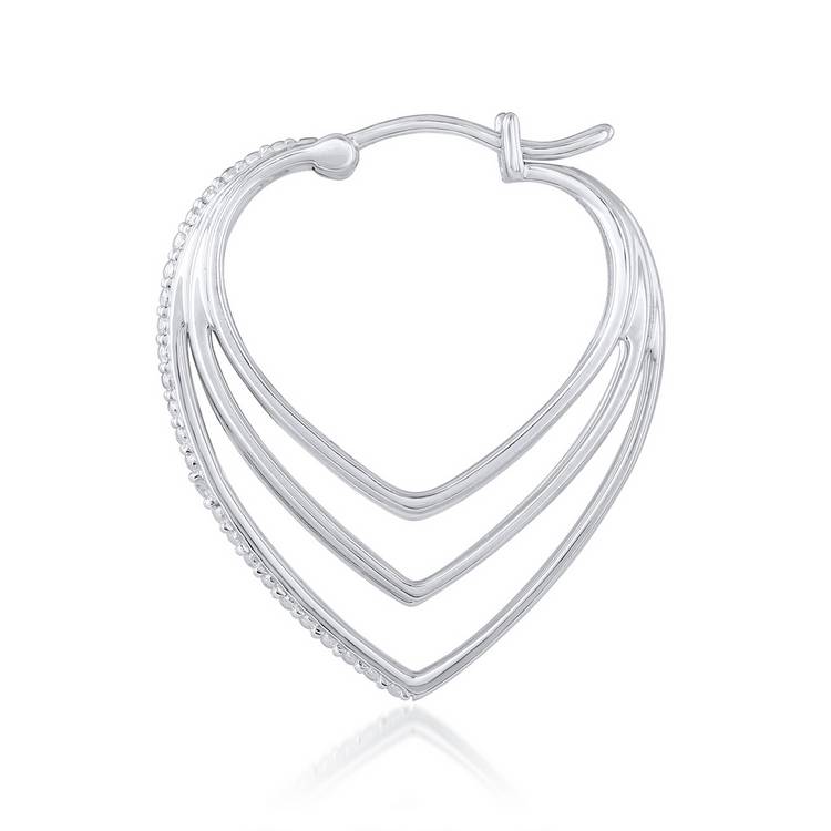 Revere diamond heart hoop earrings sterling silver - British product