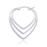 Revere diamond heart hoop earrings sterling silver - British product