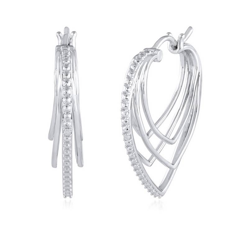 Revere diamond heart hoop earrings sterling silver - British product