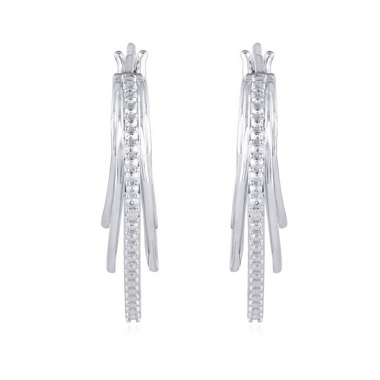 Revere diamond heart hoop earrings sterling silver - British product