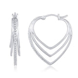 Revere diamond heart hoop earrings sterling silver - British product
