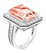 Harrods Boucheron White Gold Diamond and Morganite Vendôme Liseré Ring- Buy online at McGrocer
