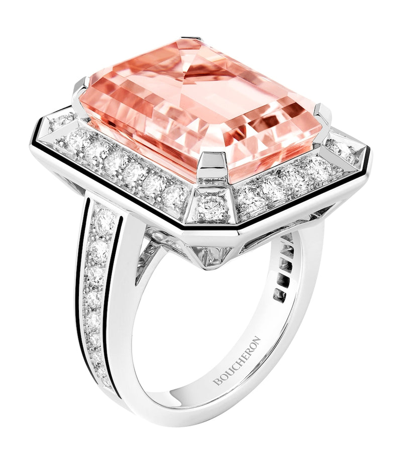 Boucheron Vendôme Liseré ring white gold diamond morganite, imported from the UK