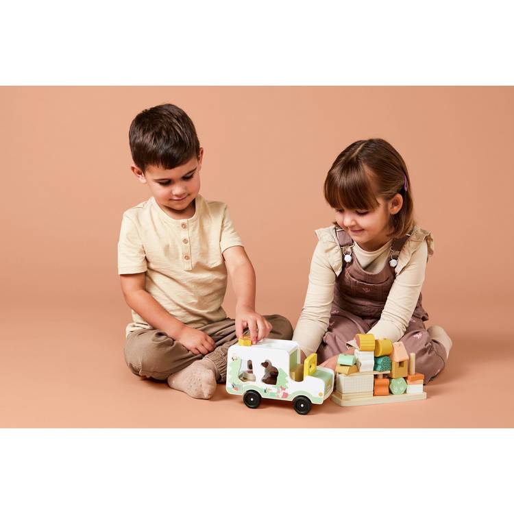 Chad Valley Woodland wooden transporter with animal figures (British brand)