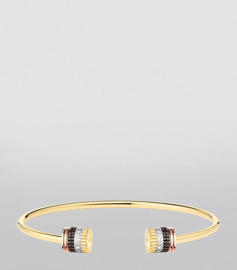 Boucheron Quatre mixed gold and diamond bracelet 8mm, imported from the UK