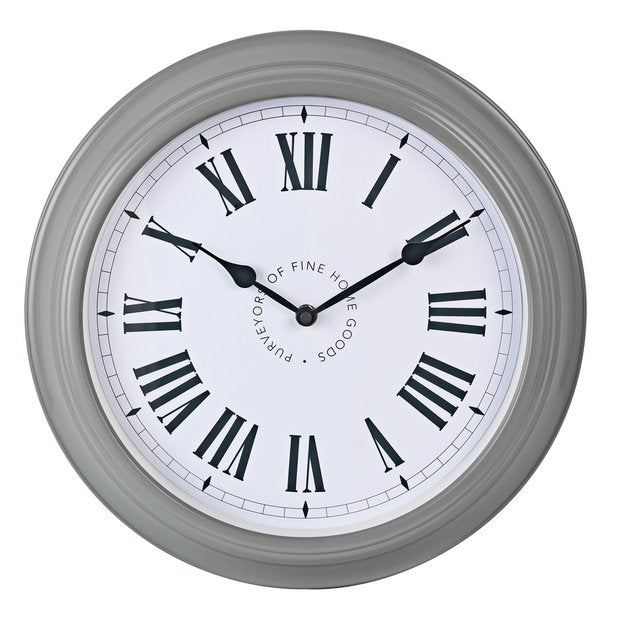Argos Home grey wall clock 35cm with roman numerals (British brand)