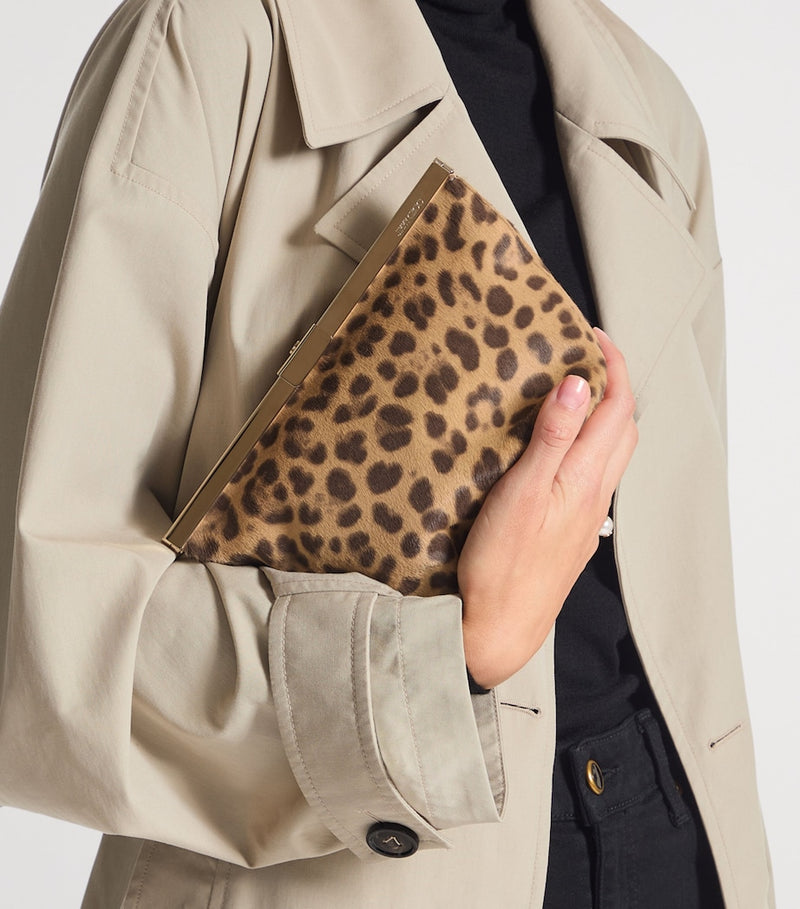 Jimmy Choo leopard print Ganache clutch bag, imported from the UK