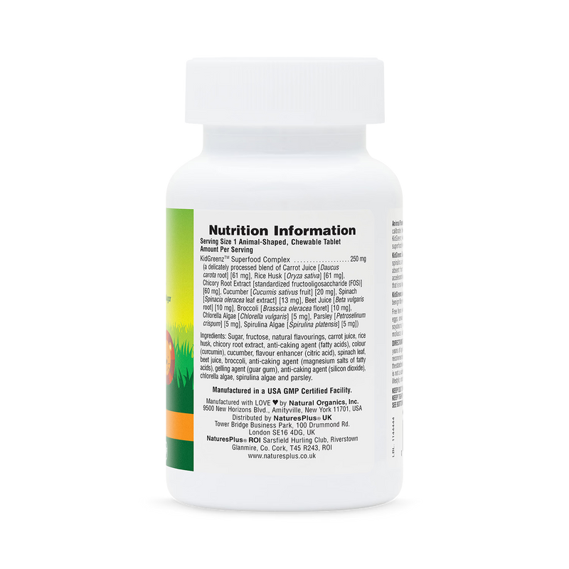 NaturesPlus KidGreenz tropical fruit 90 chewables - British product