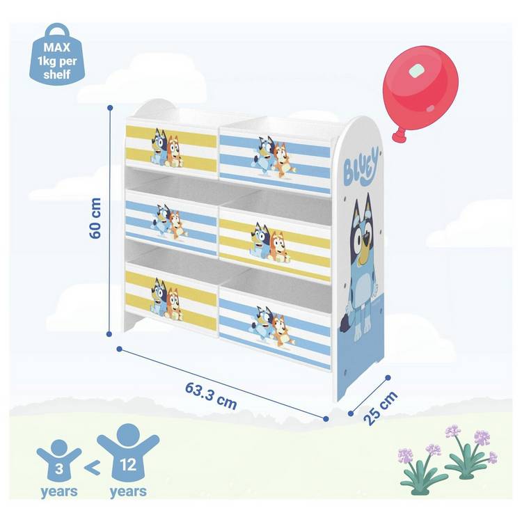 Bluey fabric storage unit six fabric boxes, UK version