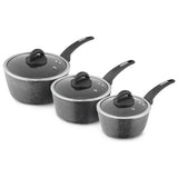 Argos Tower Cerastone 3 Piece Aluminium Saucepan Set - Black- Buy online at McGrocer