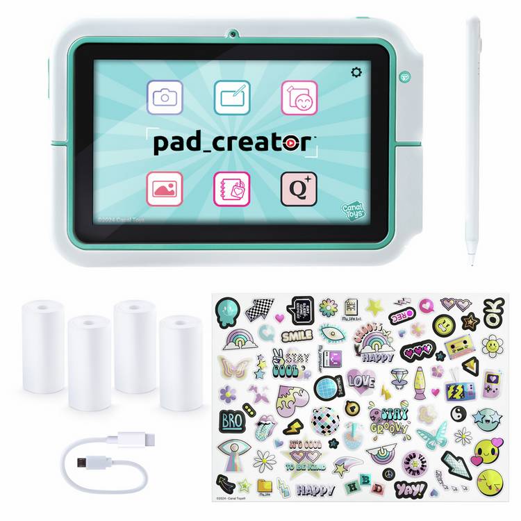 Pad Creator Instant Print Tablet with stylus pen and paper rolls - British product