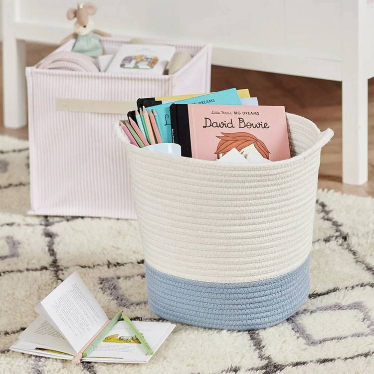 Great Little Trading Company rope storage basket blue, imported from the UK