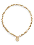 Lauren Ralph Lauren gold bead necklace with engraved pendant, UK version
