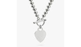Revere sterling silver heart necklace 18 inch ball chain, UK version