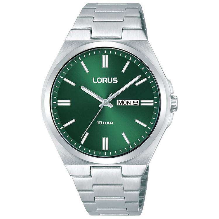 Lorus dark green dial stainless steel bracelet watch (British brand)