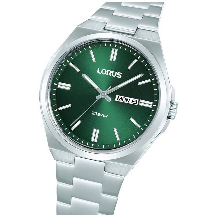 Lorus dark green dial stainless steel bracelet watch (British brand)