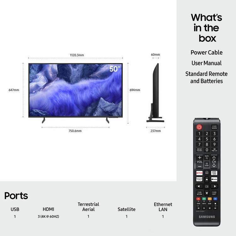 Samsung 50 inch QLED 4K HDR TV, imported from the UK