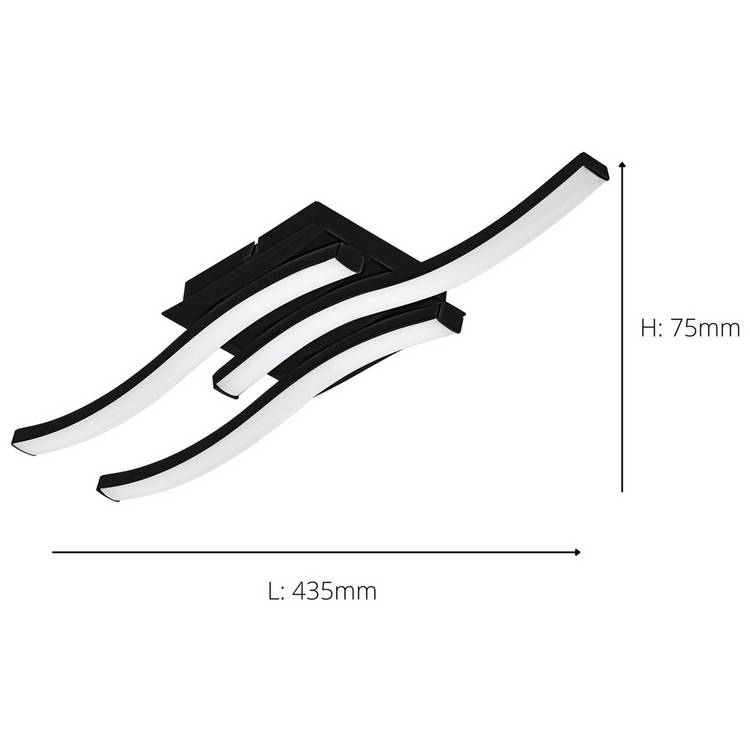 EGLO Wave ceiling light black 11cm - British product