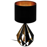EGLO Carlton table lamp black and copper 51cm height (British brand)