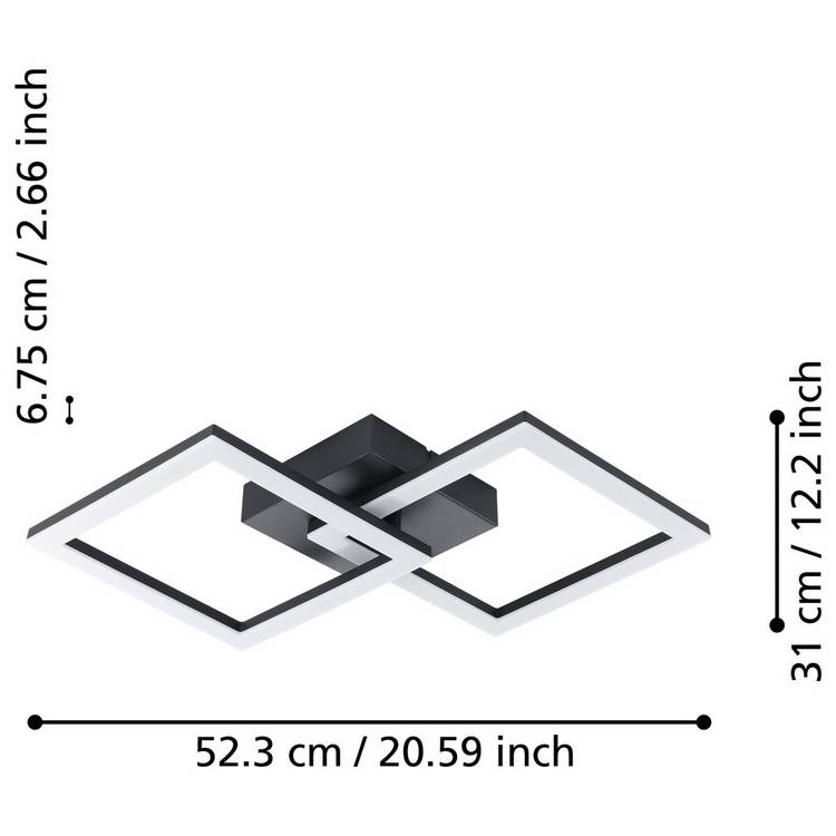 EGLO LED flush ceiling light black 31cm - British product