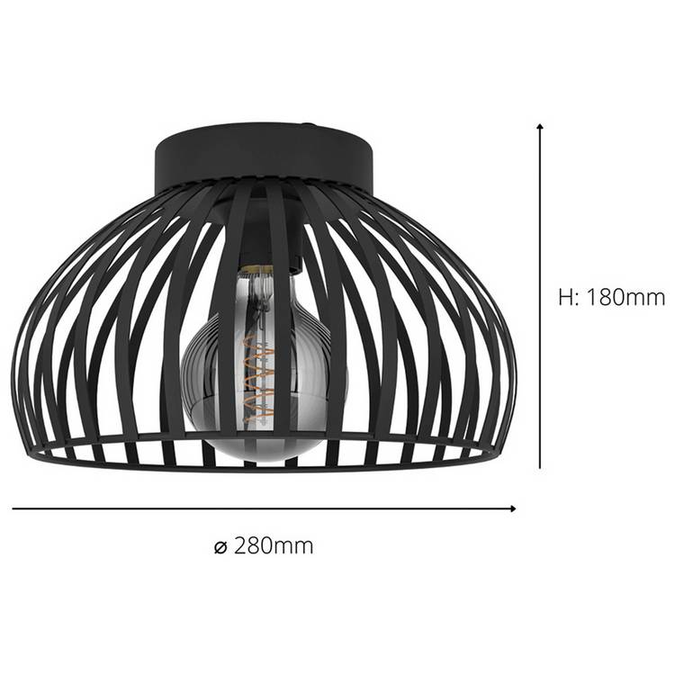 EGLO Mogano flush ceiling light black, UK version