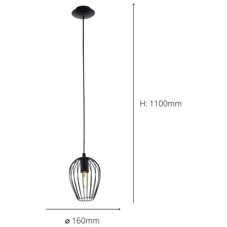 EGLO Newtown pendant light black steel adjustable drop - British product