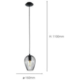 EGLO Newtown pendant light black steel adjustable drop - British product