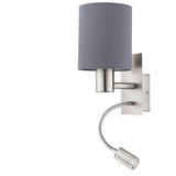 EGLO Pasteri grey wall light with reading light, UK version