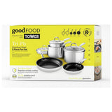 good FOOD 5 piece pan set tri-ply stainless steel, UK version